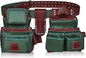 Cinturón de herramientas de nylon y cuero (verde). - Picture 1 of 12