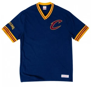 Mitchell & Ness Cleveland Cavaliers NAVY Overtime Win Vintage V-Neck T Shirt NBA - Picture 1 of 1