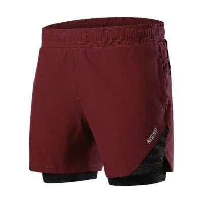 Pantalones Cortos para Correr para Hombres 2 en 1 Bolsillo Fitness Entrenamiento Deportes Pantalones Cortos 8 Colores Foto 1 de 4
