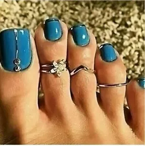 Damen Zehring Set Edelstahl Silber Fußring Fußschmuck Zehenringe Ring Schmuck - Bild 1 von 6