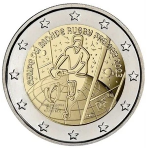 2 Euro France 2023 * 2023 Rugby World Cup * Unc - Picture 1 of 2