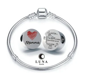 Regalo NASCITA Braccialetto argento bimbo bimba personalizzabile incisione laser - Foto 1 di 1