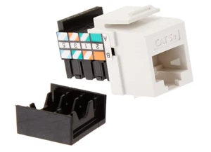 New Leviton 5G108-BW5 Gigamax Cat 5e UTP Quickport Jack White 25-pack - Zdjęcie 1 z 4