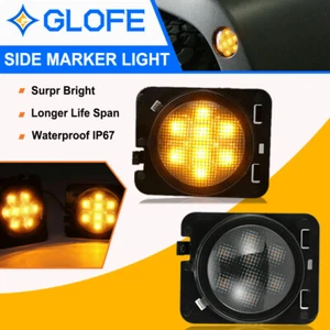 2 Amber Front Fender LED Side Marker Light Smoke Lens for 07-18 Jeep Wrangler JK - Picture 1 of 9