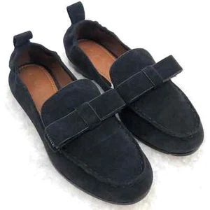Coach Women's "Henny" Suede Bow Slip On Loafer Flat Sz 5.5B Black Spring Office - Picture 1 of 8