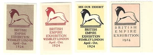 GB 1924 WEMBLEY BRITISH EMPIRE EXHIBITION TRADE LABELS 4 COLOURS PERF + IMPERF - Picture 1 of 2
