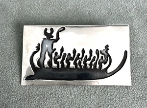 Dancing Singing Kachina Petroglyph Figures Bar Pin Brooch Sterling Silver - Picture 1 of 6