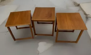 Mid Century Modern Danish Teak Cube Nesting Tables 3 pc by Kai Kristiansen - Picture 1 of 11