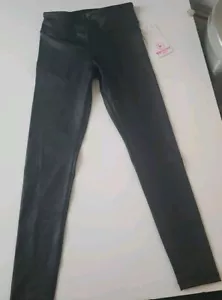 90 Degree by Reflex girls Faux Leather pants size M medium 10. Cracked Black - Picture 1 of 6
