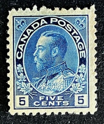 Canadian Stamp, Scott #111 5c King George V 1912 VF M/H. Dark blue color. - Image 1 of 4