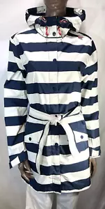 Helly Hansen Lyness Coat Trench Rain Jacket Waterproof Navy White Stripe Large - Picture 1 of 6