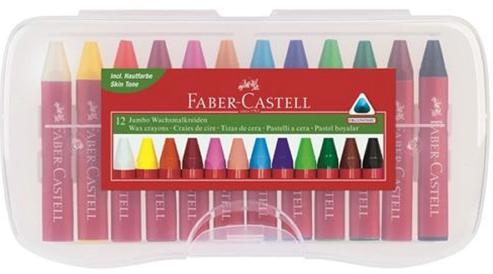 Wachsmalkreiden Faber-Castell 120011 Jumbo-Wachsmalkreide 12er Kunststoffetui