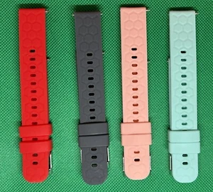 SALE 4 x New 18mm Silicone Rubber Straps, Quick Release, Red, Pink, Grey, Mint. - Picture 1 of 8