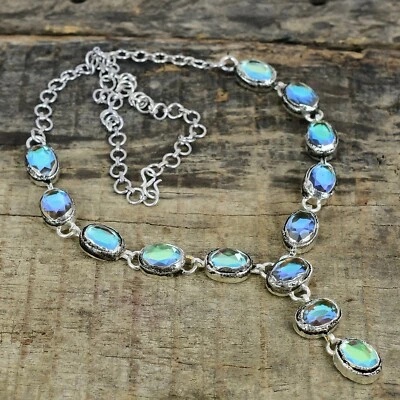 Collana In Argento Sterling 925 Con Gemma Di Topazio Mistico Per Regali D'Amore - Immagine 1 di 4
