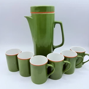 SCHMID PORCELAIN LAGARDO TACKETT Avocado Green Coffee Expresso Set MCM - Picture 1 of 9