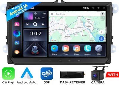 9" Touchscreen CarPlay DAB+ Autoradio für VW Passat CC B6 B7 Android 14 GPS Navi - Bild 1 von 4