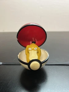 Pokemon 1999 Basic Fun Psyduck Figure & Pokeball Retro Vintage E9 - Foto 1 di 6