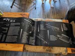 Rubber Gun Cleaning / Gunsmith Mat - AR15 RIFLE - Diagram/Instructions - 12"x36" - Picture 1 of 6