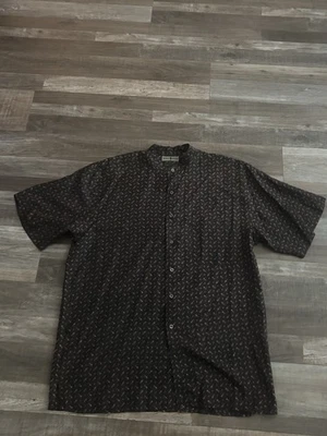 Vintage Robert Stock Seda Abstrato Manga Curta Botão para Cima Masculino Tamanho Grande - Imagem 1 de 4