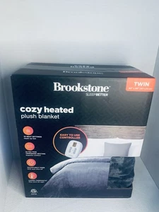 Brookstone Accogliente Coperta Riscaldata in Peluche con Timer - Doppia, Grigio Scuro Massiccio - Foto 1 di 2