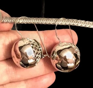 18 Karat Gold über Sterlingsilber glänzende Kugel Haken baumelnde Ohrringe - Bild 1 von 12