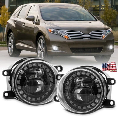 适用于丰田 Venza 2009 - 2015 2 件保险杠光环 LED 雾灯投影仪驾驶灯 — 第 1/4 张图片