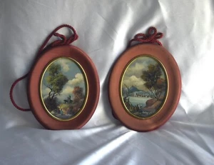 Lot de 2 miniature paysage signé van holt Fin XXème - Imagen 1 de 2