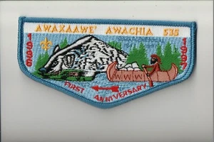 Lodge 535 Awaxaawe Awachia S-? First Anniversary OA flap - Picture 1 of 1