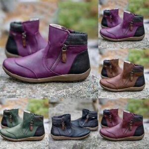 Women Casual Arch Support Sneakers Ankle Boots Flat PU Leather Bootie Shoes