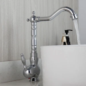 Grifo de fregadero de lavabo cromado para baño/cocina 360° grifo mango de cerámica - Imagen 1 de 12