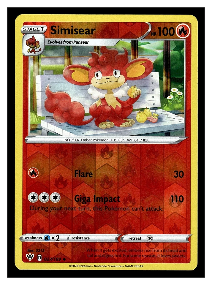 Pokemon Darkness Ablaze SIMISEAR 027/189 Reverse Holo - Image 1 of 1