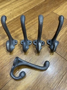 5er Set Gusseisen Kleiderhaken Wand Rustikal Hütte Deko - Bild 1 von 13