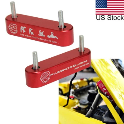 2x Universal JDM Red PASSWORD  Aluminum Billet Engine Hood Vent Spacer Riser Kit Foto 1 de 4