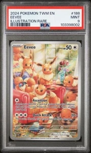 Pokemon Illustrazione Eevee Rara Maschera Crepuscolare 188/167 PSA 9 Come Nuova - Foto 1 di 2