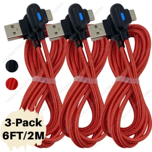 3 Pack 2M 90 Degree Right Angle USB C Fast Charger Cable Lot Type C For Samsung - Picture 1 of 10