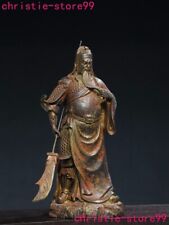 13.2'' China bronze Gilt Dragon Guan Gong Guan Yu warrior God Statue sculpture