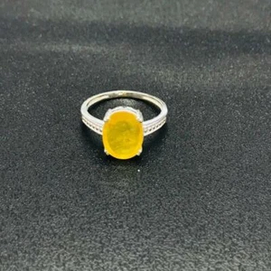 Anillo de plata zafiro amarillo anillo solitario corte ovalado anillo de zafiro amarillo natural - Imagen 1 de 5
