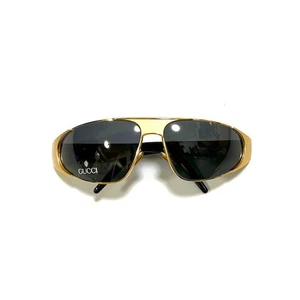 DEAD STOCK Made in Italy GUCCI Vintage Sonnenbrille Gold x Schwarz - Bild 1 von 8