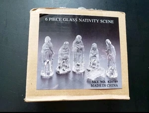 6 Piece Glass Nativity Set Broken Jesus  - Picture 1 of 5