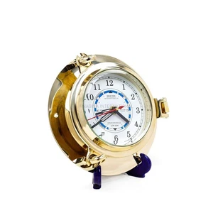 9" Solid Brass Porthole Time and Tide Clock - Picture 1 of 8