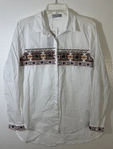 Camisa Milan Kiss para mujer XL con botones diseño blanco/flor mangas largas nueva con etiquetas - Imagen 1 de 12
