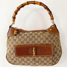 Gucci Bamboo Convertible Handbag Canvas Brown G3244