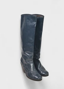 Rachel Comey Boots Womens 6.5 Blue Patent Leather Knee High Block Heel Y2k - Picture 1 of 9