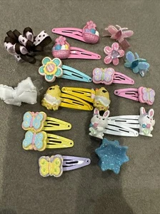 Lot of Cute Spring Hair Clips Lot, Butterfly, Bunny, Flowers, Basket, Bows - Picture 1 of 1