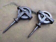 Vintage Iron Strong Pair Screw Pulley to Ceiling Fix or Wall Mount Lamp Sconce
