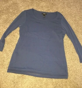 Blusa Top Alfani Azul Talla Mediana Mangas Largas Forrada en Cascada Frente Liso Nailon - Imagen 1 de 11