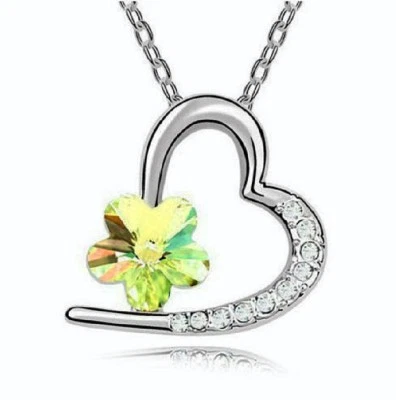 Pingente de prata coração cristal margarida flor colar corrente bolsa presente grátis - Imagem 1 de 4