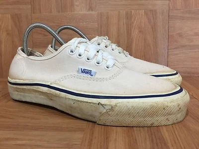 Vintage🇺🇸 VANS NOSS Made In The USA White Canvas Blue Foxing Stripe 6.5 OG #1 - Image 1 of 4