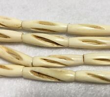 1 inch Antiqued Razer Cut Bone Hair-pipe Beads, Approx. 25 per strand
