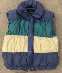 Herman’s Sporting Goods Vintage Puffer Vest Woman’s Size Medium Blue White Green - Picture 1 of 5